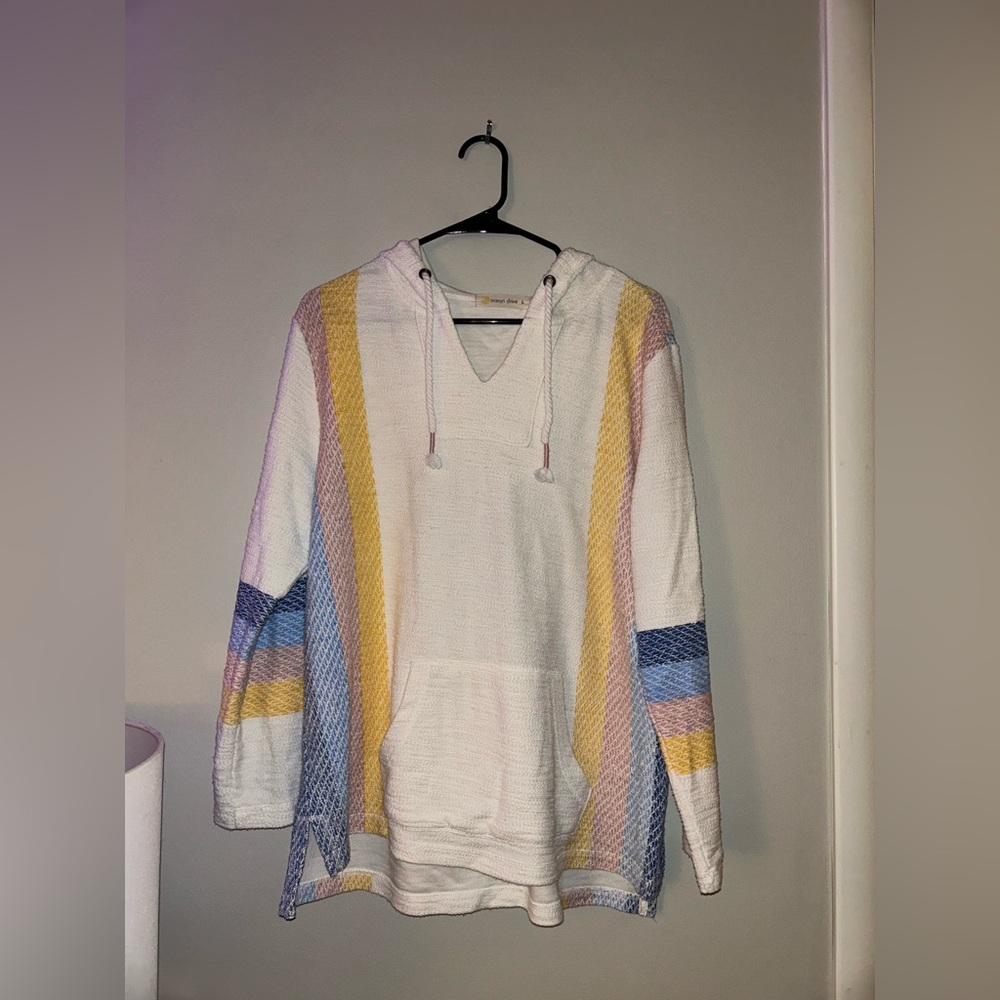 Ocean Drive Stripe Pullover Beachy Hoodie Size L